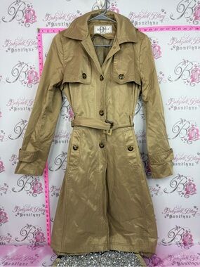 Donatella trench coat jacket belted waist Women's Tan Trench Coat with Belt